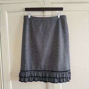 Talbots Grey Tweed Metallic Pleated Pencil Skirt Size 10